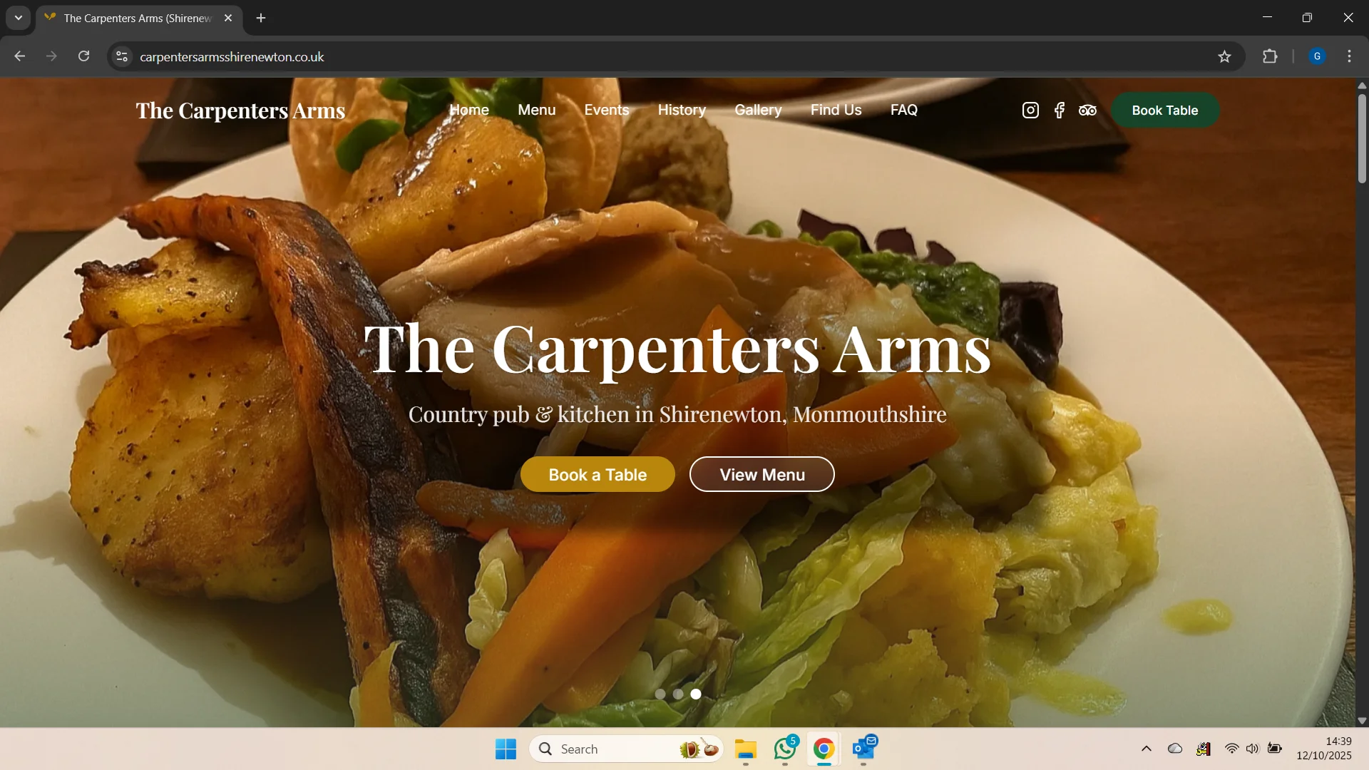 The Carpenters Arms Website